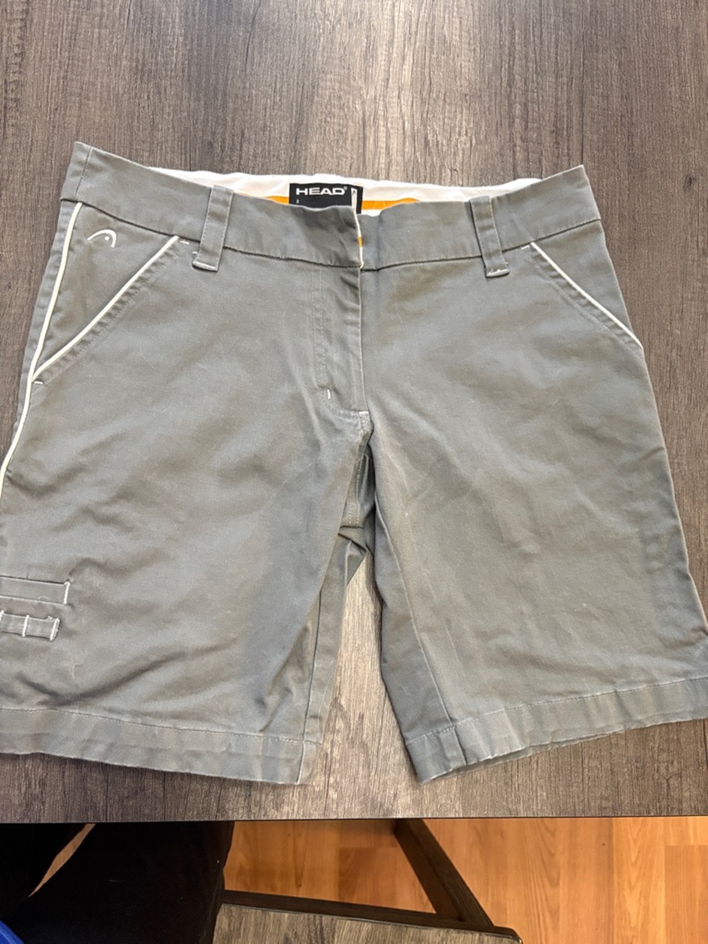 HEAD Women's Gray Athletic Bermuda Shorts with Contrast Piping